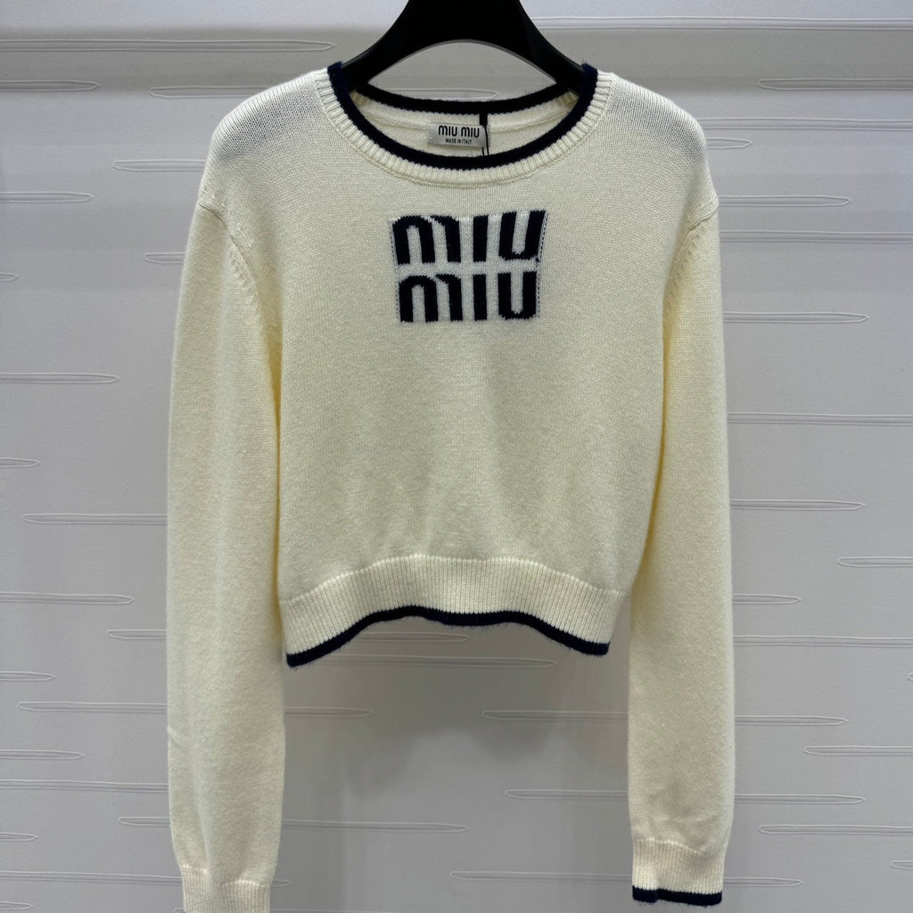 Contrast Knit Long-Sleeve Top