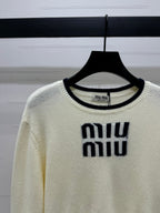 Contrast Knit Long-Sleeve Top