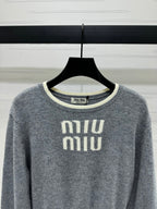 Contrast Knit Long-Sleeve Top