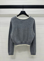 Contrast Knit Long-Sleeve Top