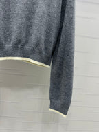 Contrast Knit Long-Sleeve Top