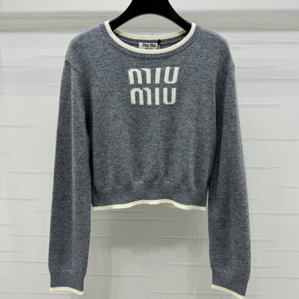 Contrast Knit Long-Sleeve Top