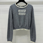 Contrast Knit Long-Sleeve Top