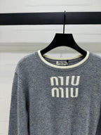 Contrast Knit Long-Sleeve Top