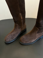Women’s Long Leather Boots with Buckle