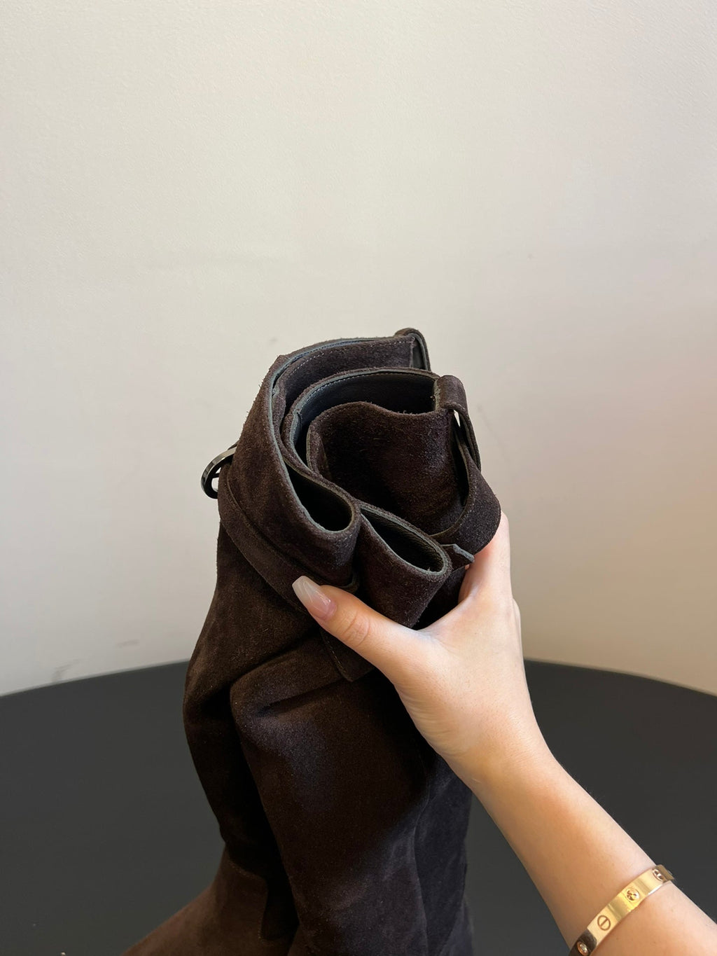 Women’s Long Leather Boots with Buckle