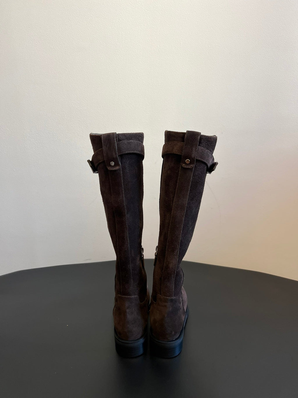 Women’s Long Leather Boots with Buckle