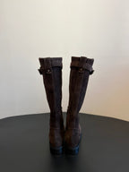 Women’s Long Leather Boots with Buckle