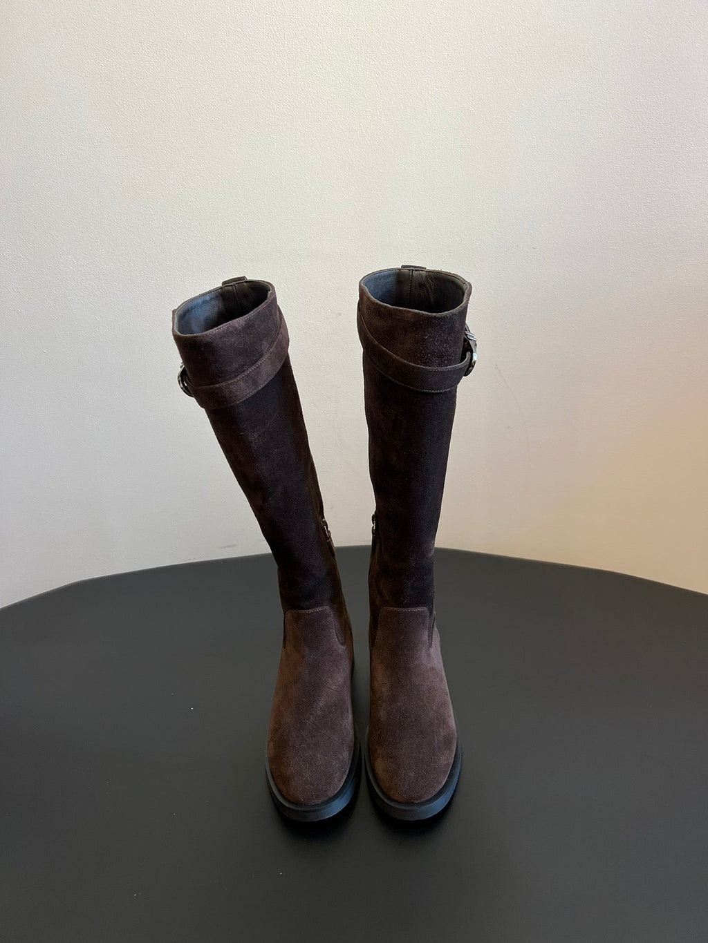 Women’s Long Leather Boots with Buckle