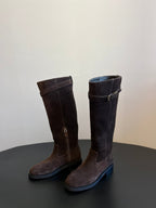 Women’s Long Leather Boots with Buckle