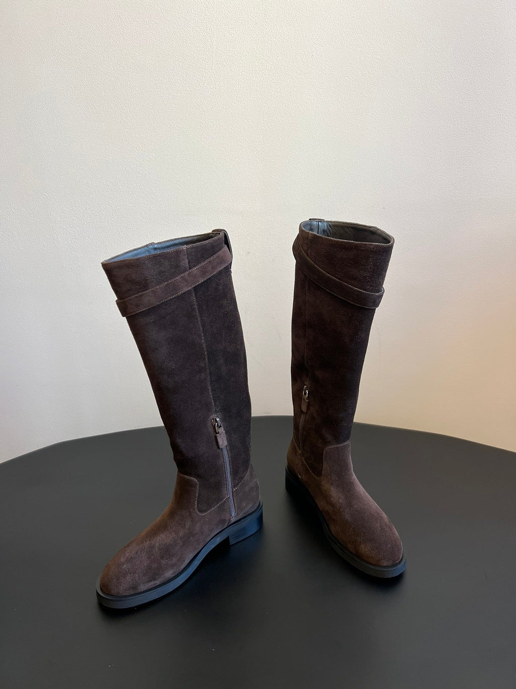 Women’s Long Leather Boots with Buckle