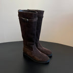 Women’s Long Leather Boots with Buckle