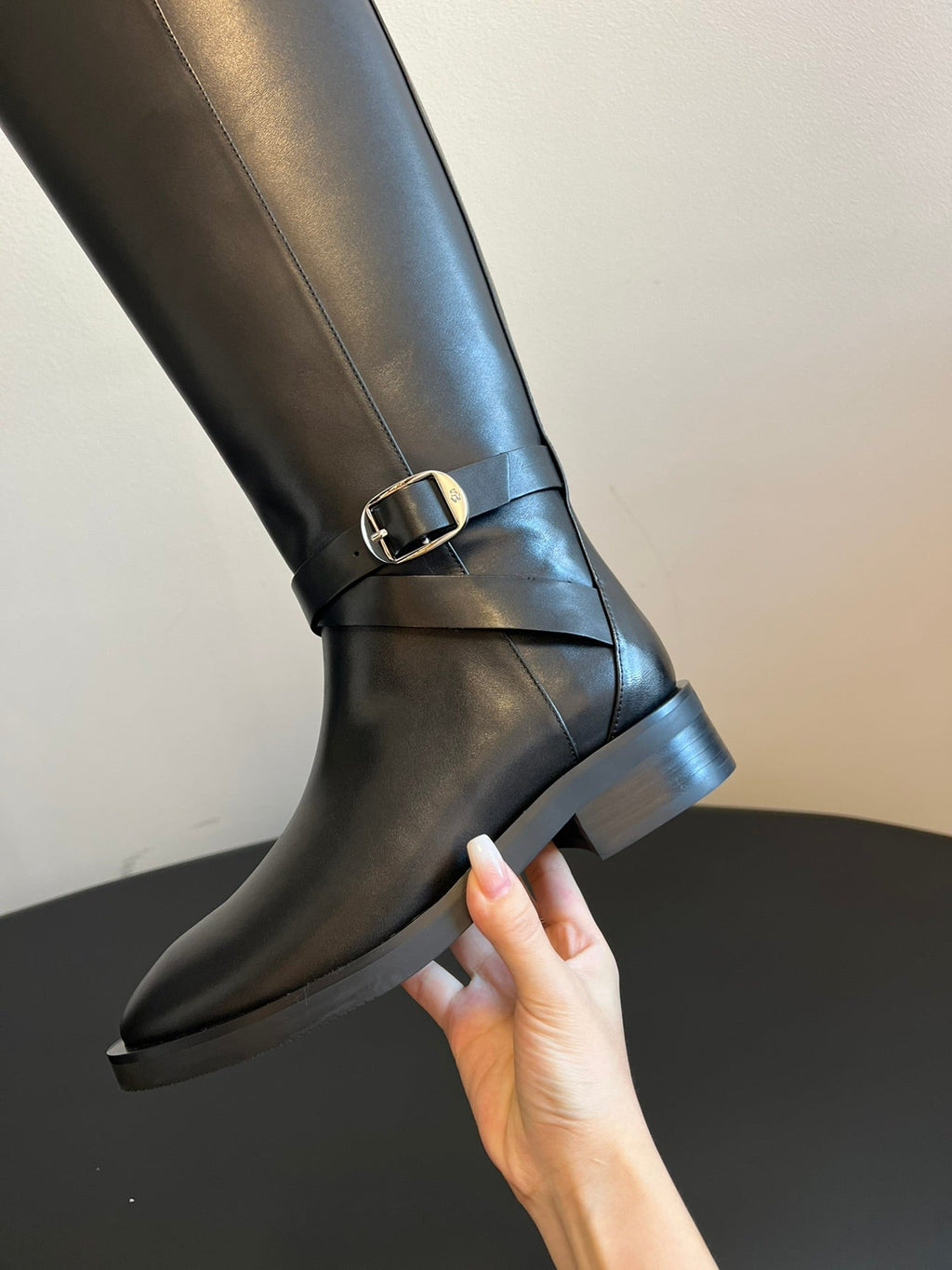 Women’s Suede Calfskin Boots with Buckle