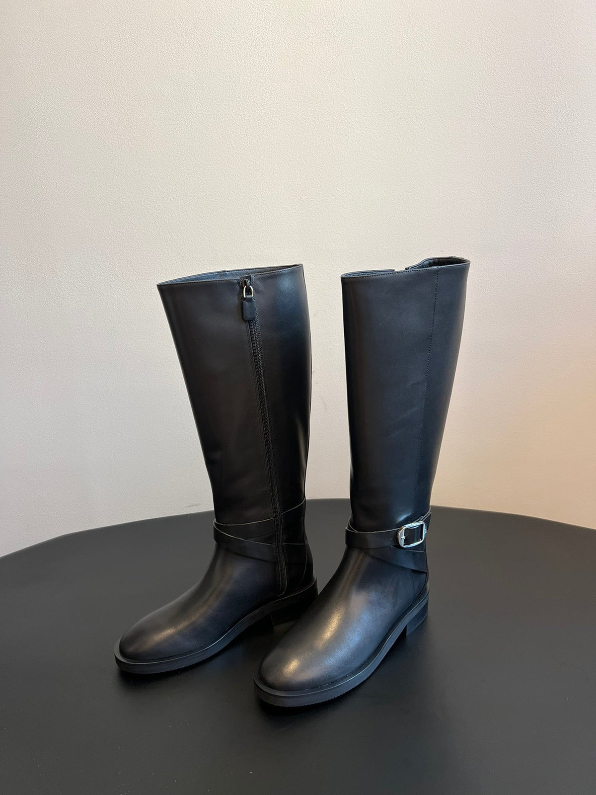 Women’s Suede Calfskin Boots with Buckle