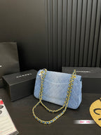 Denim Chain Flap Bag
