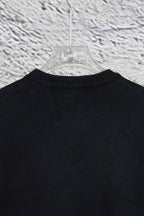 Black Knit Sweater with Pocket Detail