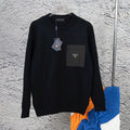 Black Knit Sweater with Pocket Detail