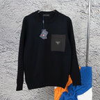 Black Knit Sweater with Pocket Detail
