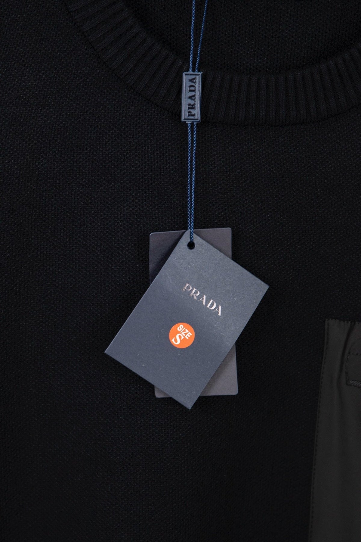 Black Knit Sweater with Pocket Detail