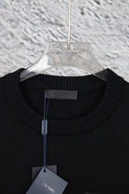 Black Knit Sweater with Pocket Detail