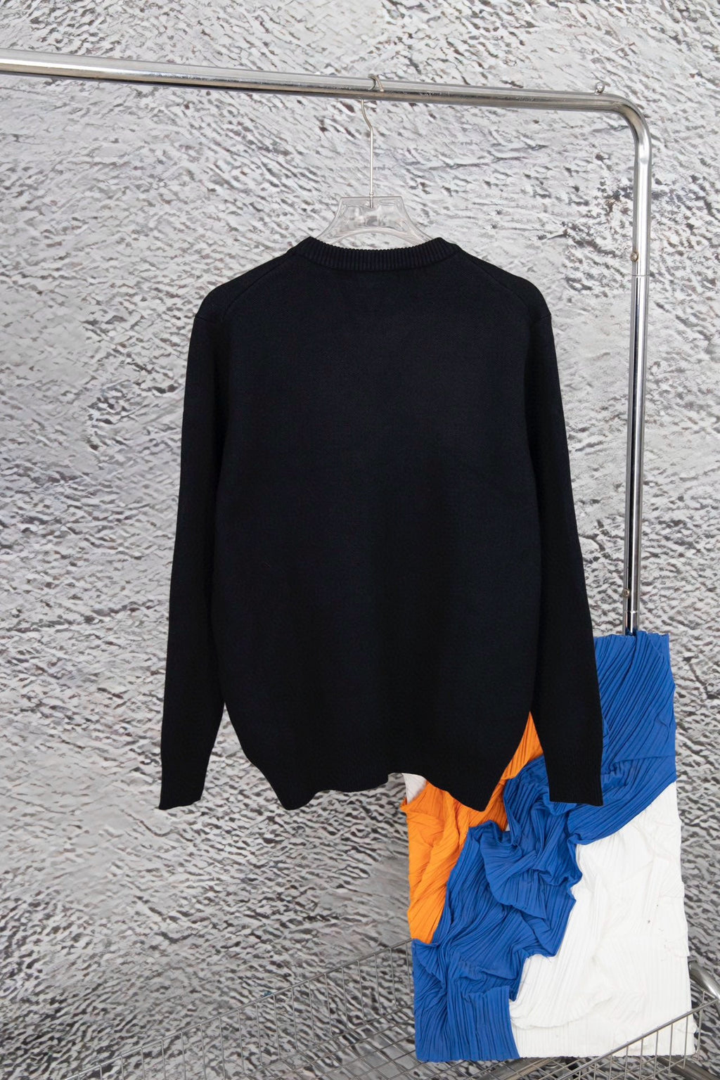 Black Knit Sweater with Pocket Detail