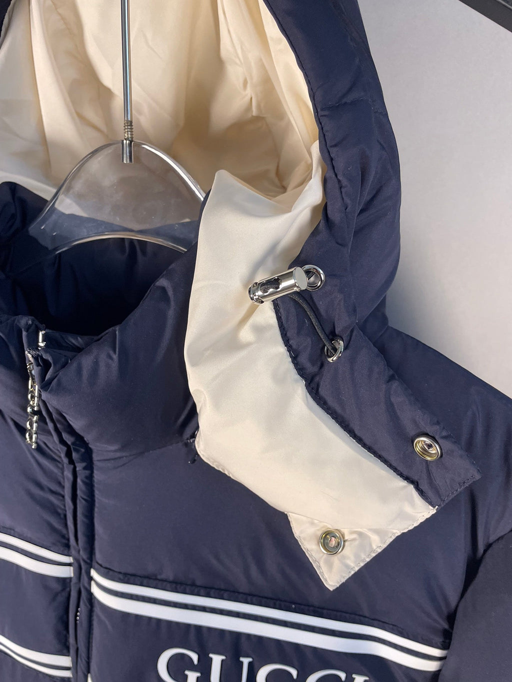 Navy Blue Hooded Goose Down Jacket