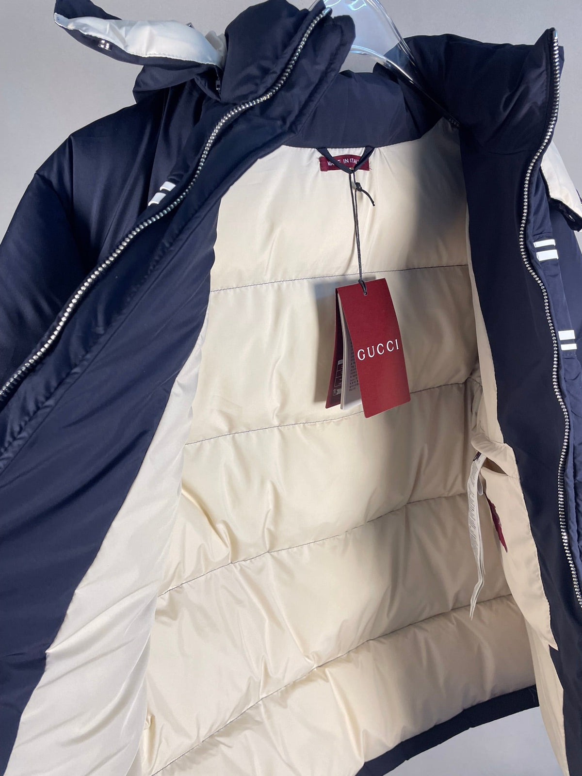 Navy Blue Hooded Goose Down Jacket