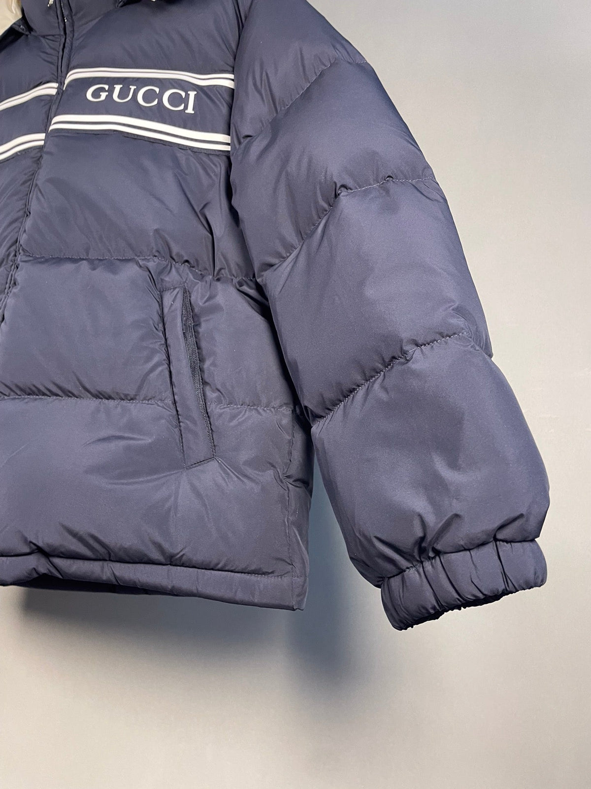 Navy Blue Hooded Goose Down Jacket
