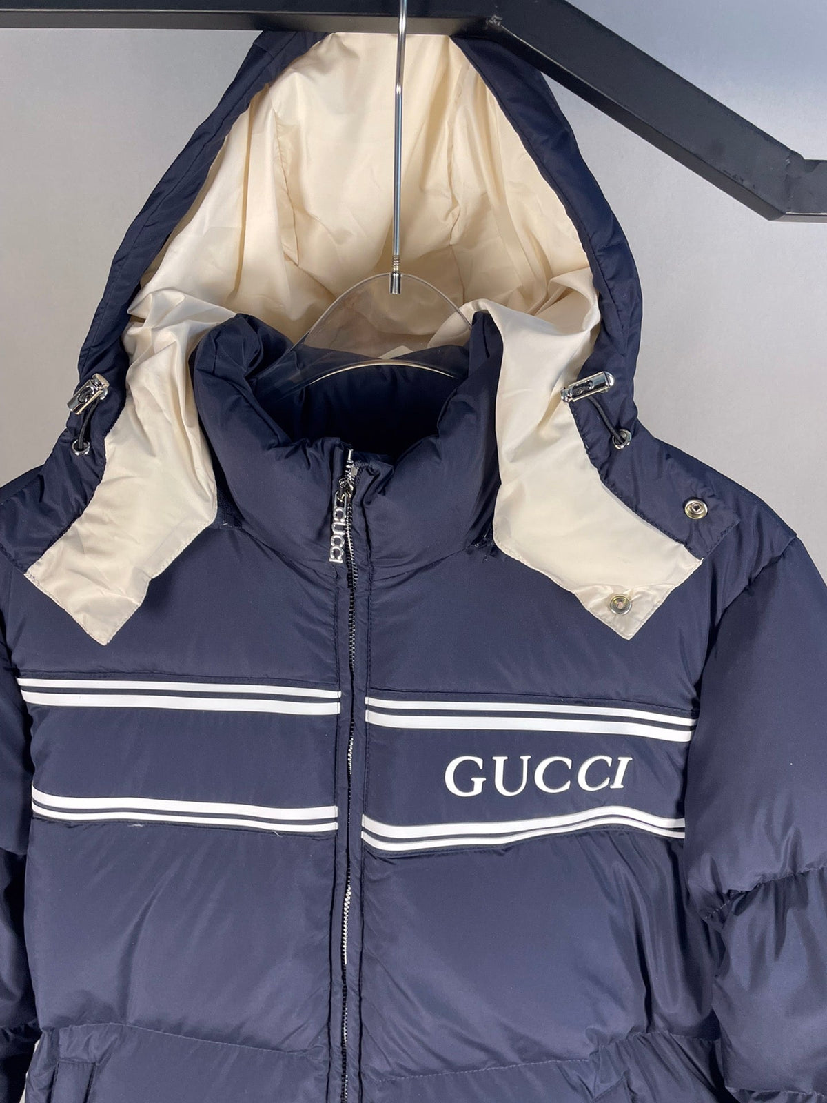 Navy Blue Hooded Goose Down Jacket