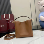 Emblem Mini Bucket Bag Brown Leather