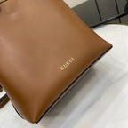 Emblem Mini Bucket Bag Brown Leather