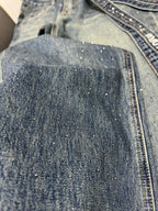 Embellished Denim Jeans Crystal Belt