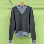 Two-Piece Effect Wool Knit Sweater