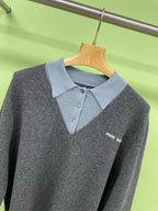 Two-Piece Effect Wool Knit Sweater