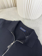 Wool Knit Cardigan with Leather