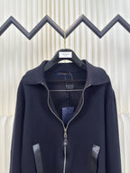 Wool Knit Cardigan with Leather