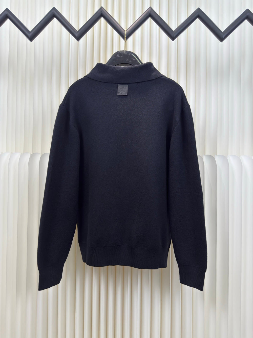 Wool Knit Cardigan with Leather