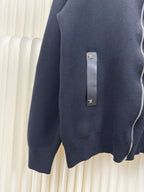 Wool Knit Cardigan with Leather