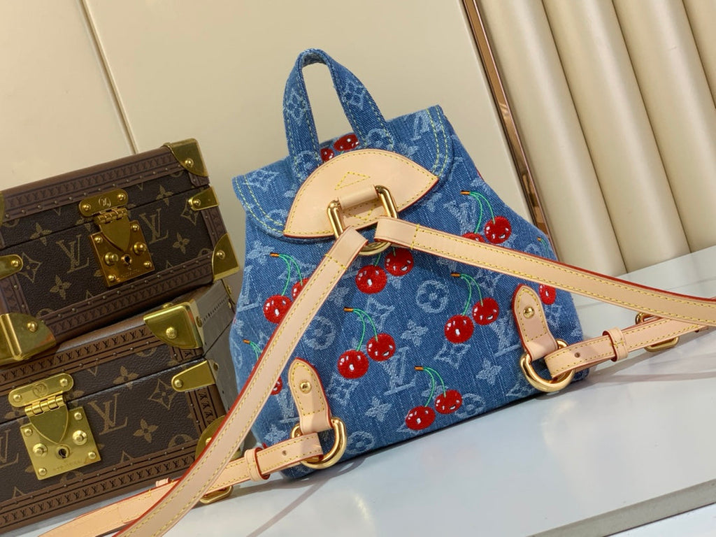 Backpack Monogram Denim Cerise