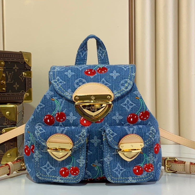Backpack Monogram Denim Cerise