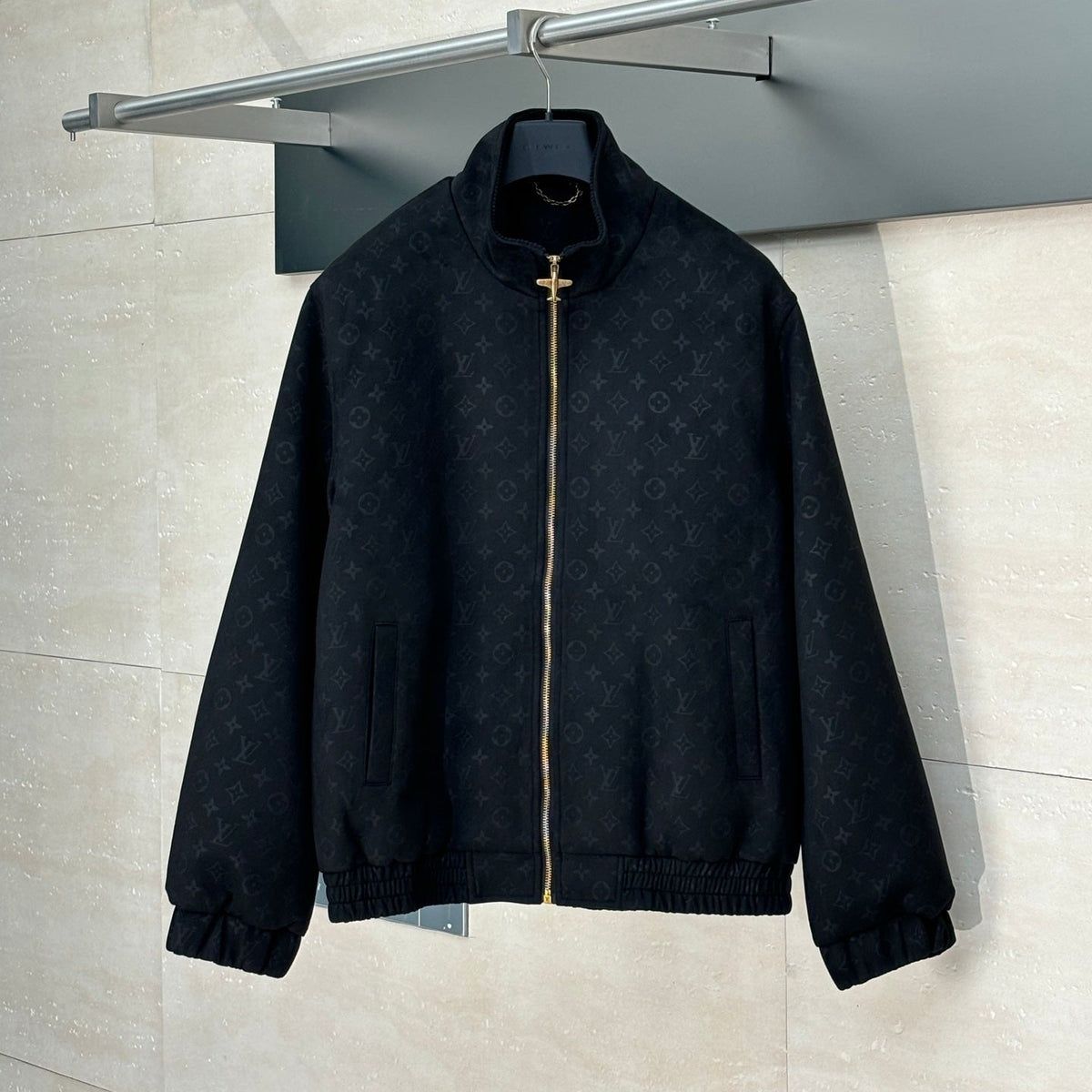 All-Over Monogram Leather-Style Jacket