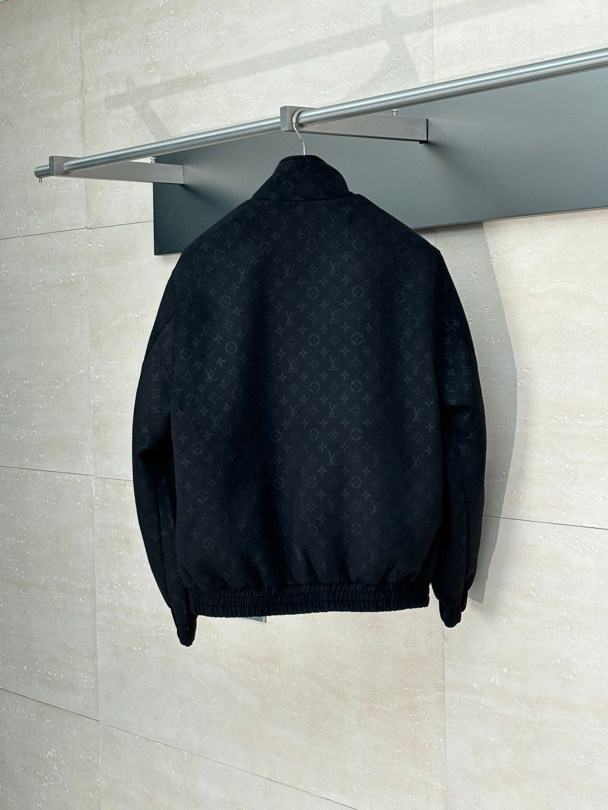 All-Over Monogram Leather-Style Jacket