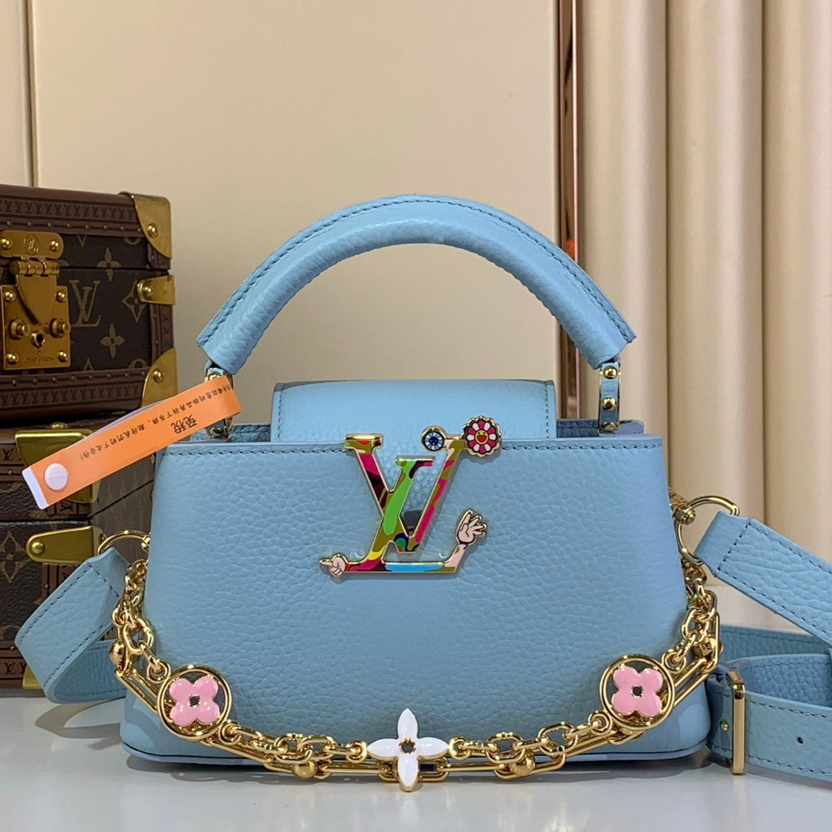 Capucines East West Mini Blue
