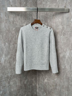 Long-Sleeve Knit Sweater with Button Detail