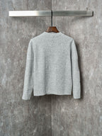 Long-Sleeve Knit Sweater with Button Detail