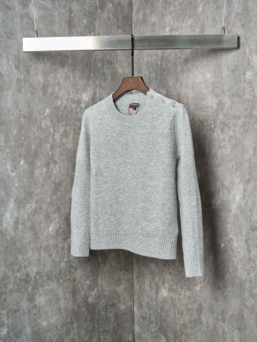 Long-Sleeve Knit Sweater with Button Detail
