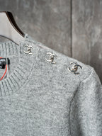 Long-Sleeve Knit Sweater with Button Detail