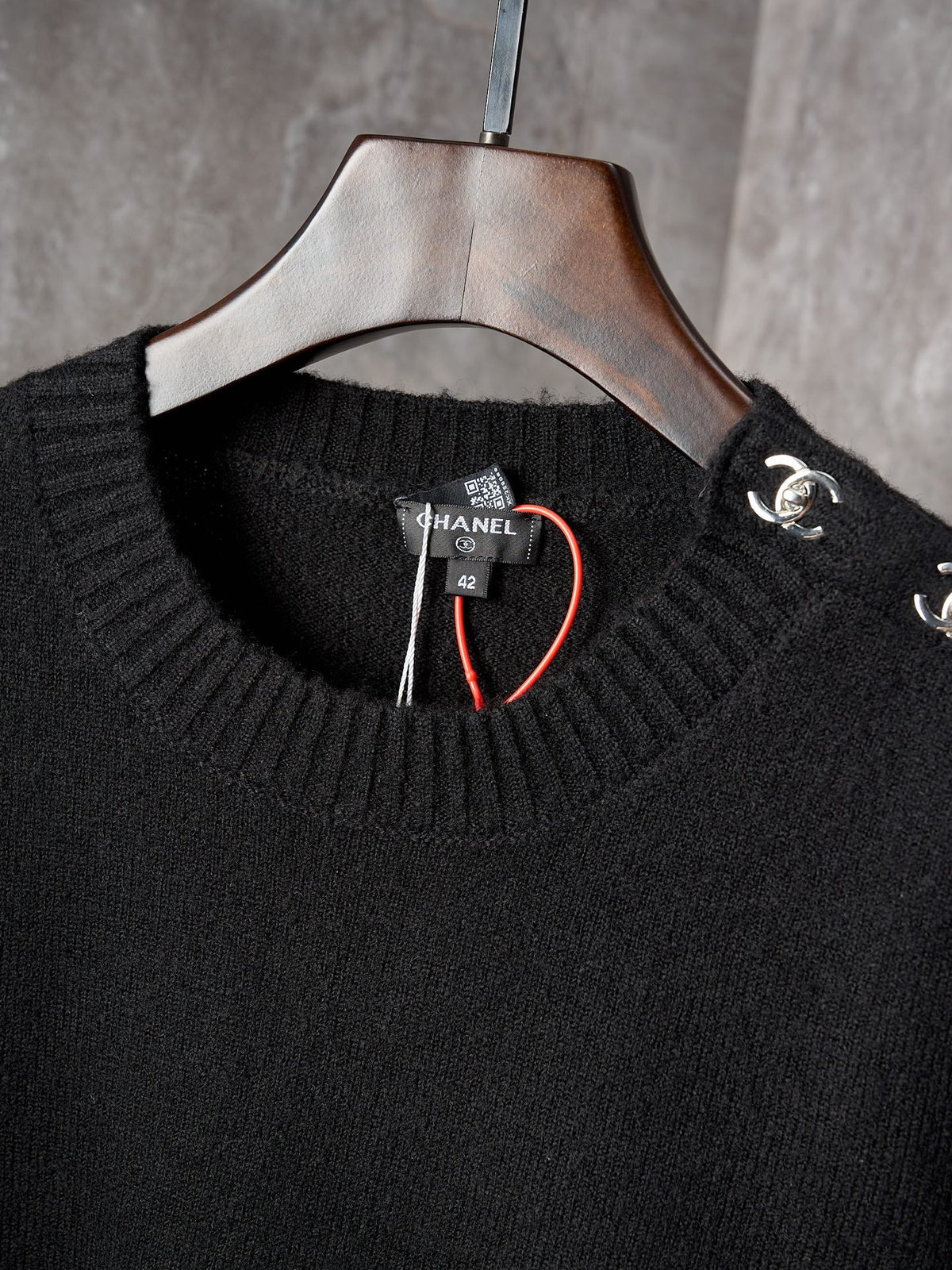Long-Sleeve Knit Sweater with Button Detail