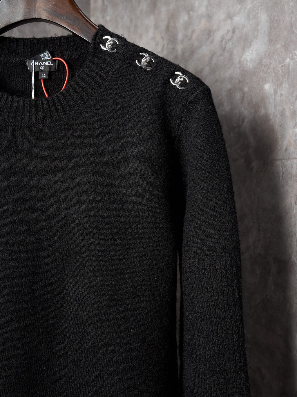 Long-Sleeve Knit Sweater with Button Detail