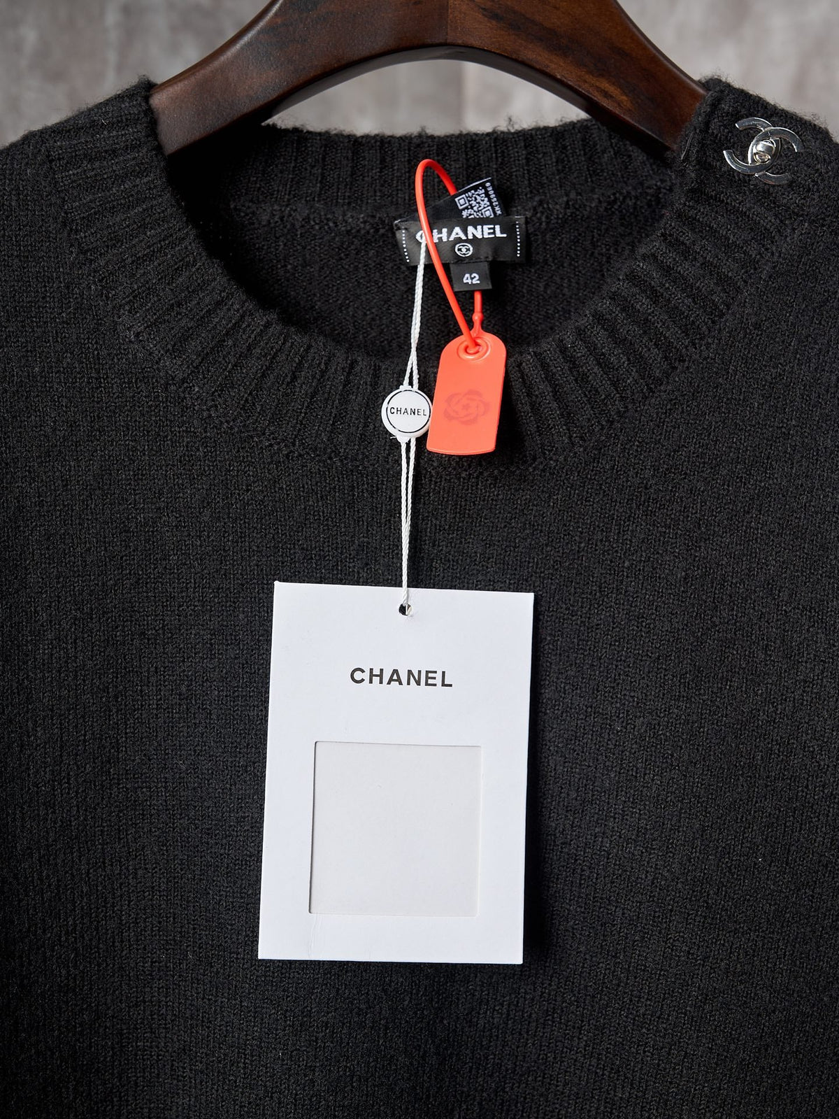 Long-Sleeve Knit Sweater with Button Detail
